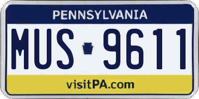 PA license plate MUS9611