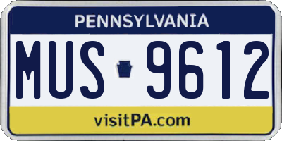 PA license plate MUS9612
