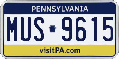 PA license plate MUS9615