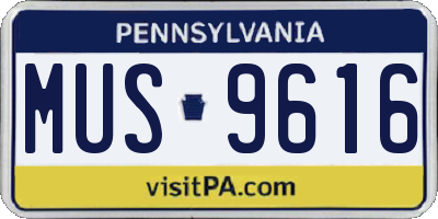 PA license plate MUS9616