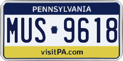 PA license plate MUS9618