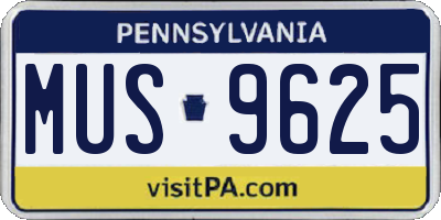 PA license plate MUS9625