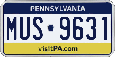 PA license plate MUS9631