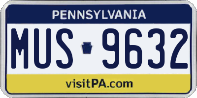 PA license plate MUS9632