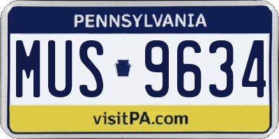 PA license plate MUS9634