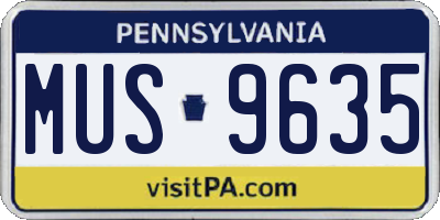PA license plate MUS9635