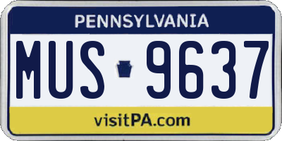 PA license plate MUS9637