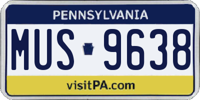 PA license plate MUS9638