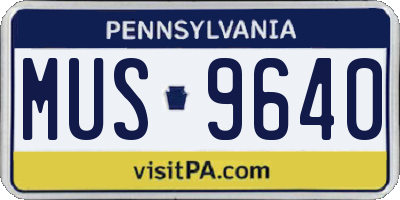 PA license plate MUS9640