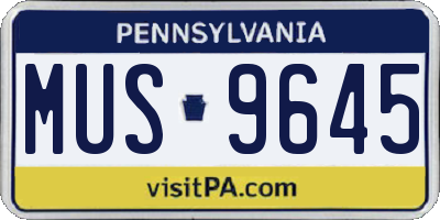 PA license plate MUS9645