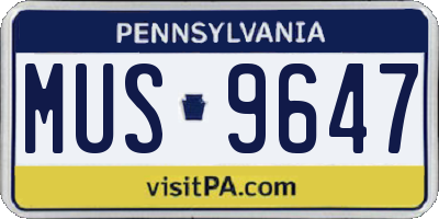 PA license plate MUS9647