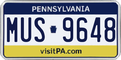 PA license plate MUS9648