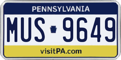 PA license plate MUS9649