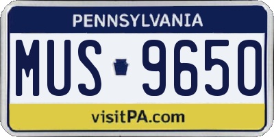 PA license plate MUS9650