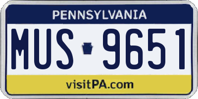 PA license plate MUS9651