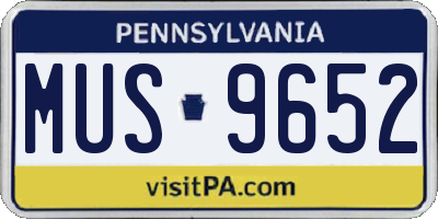 PA license plate MUS9652
