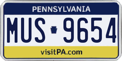 PA license plate MUS9654