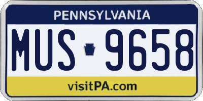 PA license plate MUS9658
