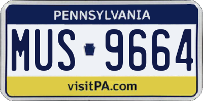 PA license plate MUS9664