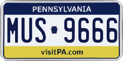 PA license plate MUS9666