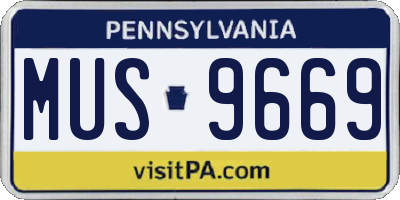 PA license plate MUS9669