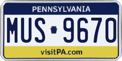 PA license plate MUS9670