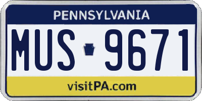 PA license plate MUS9671