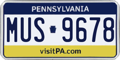 PA license plate MUS9678