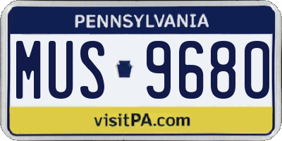 PA license plate MUS9680