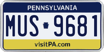 PA license plate MUS9681