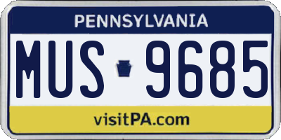 PA license plate MUS9685