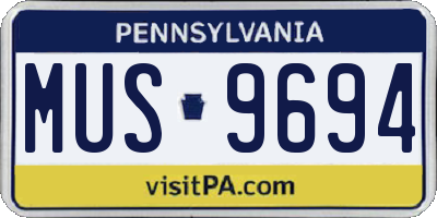 PA license plate MUS9694