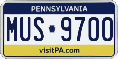 PA license plate MUS9700