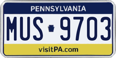 PA license plate MUS9703