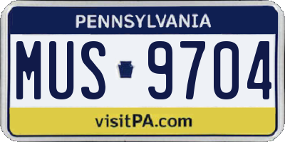 PA license plate MUS9704