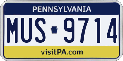 PA license plate MUS9714