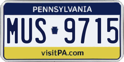 PA license plate MUS9715