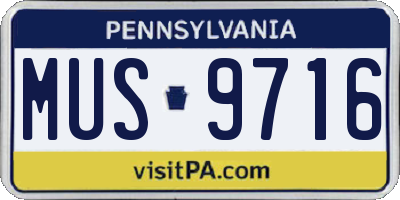 PA license plate MUS9716