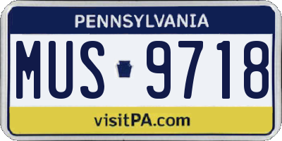 PA license plate MUS9718