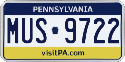 PA license plate MUS9722
