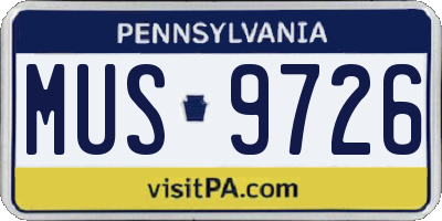 PA license plate MUS9726
