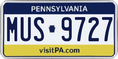 PA license plate MUS9727