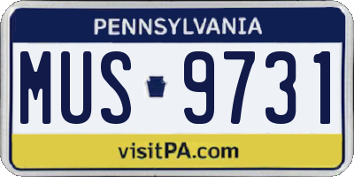 PA license plate MUS9731