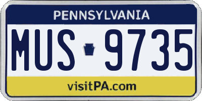 PA license plate MUS9735