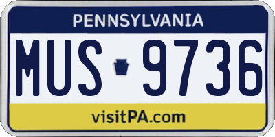 PA license plate MUS9736