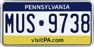PA license plate MUS9738