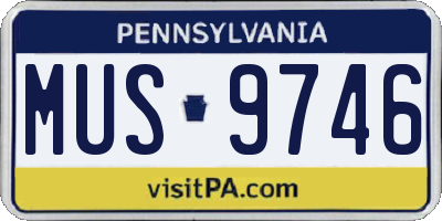 PA license plate MUS9746