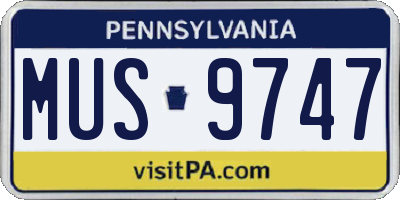 PA license plate MUS9747