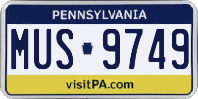 PA license plate MUS9749