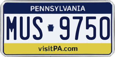 PA license plate MUS9750